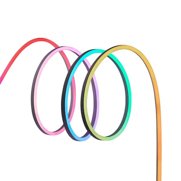 Smart 1000 Lumen 16 ft. White 120V Plug-in/12V Neon Flex LED RGB Outdoor Rope Light Powered by Hubspace (1-Pack)