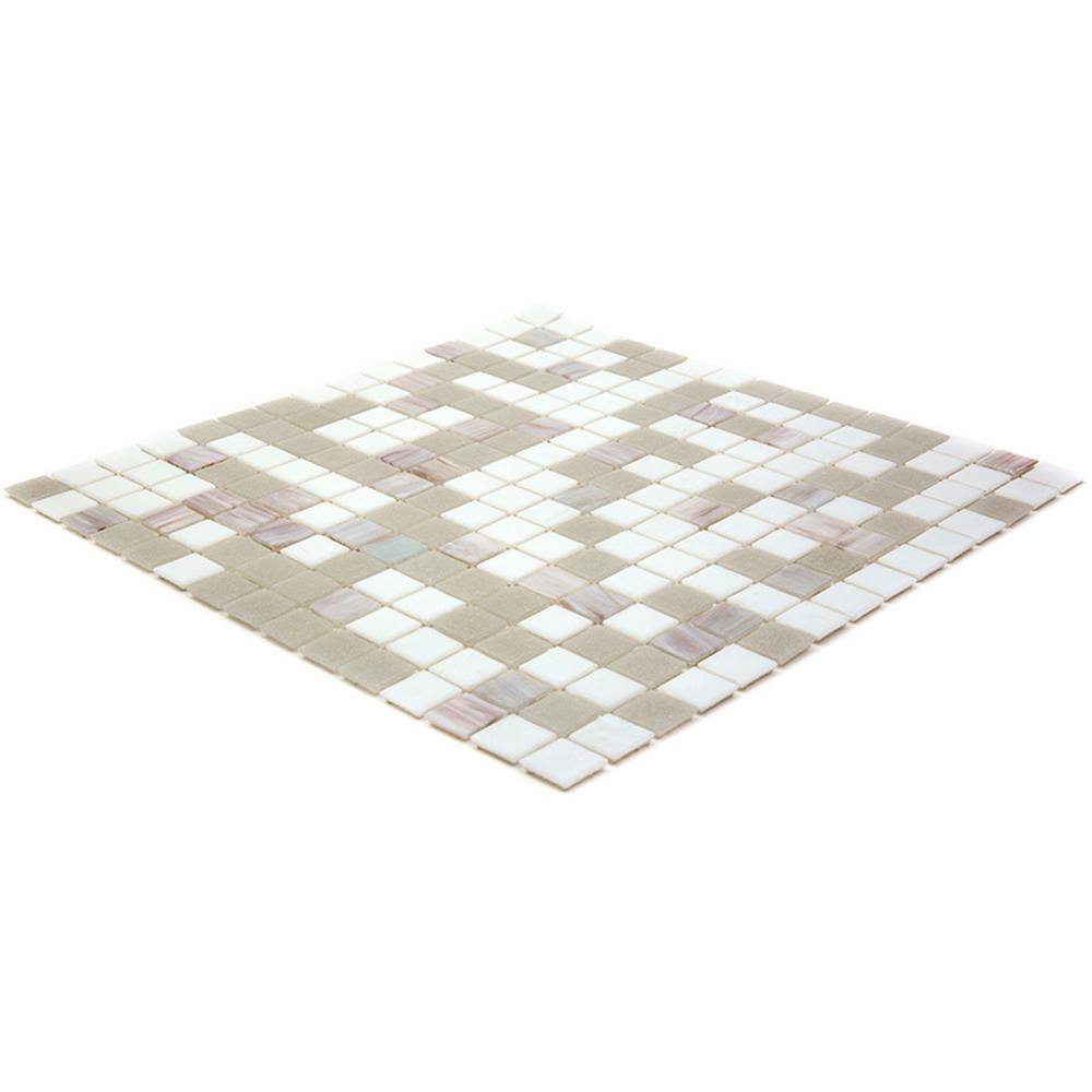 12" x 12" White and Gray Glass Mosaic Tile