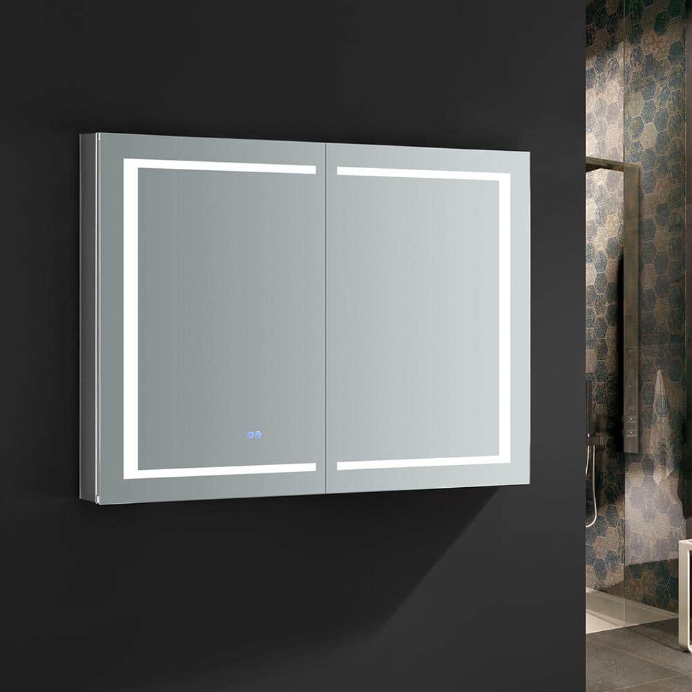 Elegant 48"x36" Frameless Aluminum Medicine Cabinet with LED & Defogger