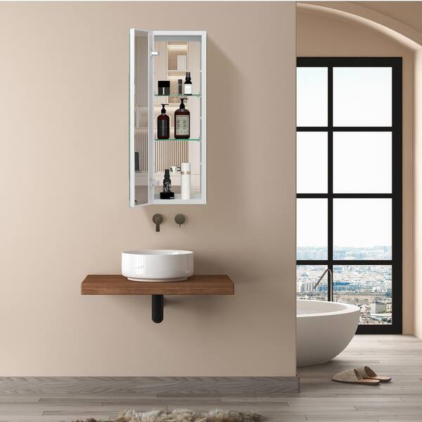 Getpro 10 in. W x 30 in. H Modern Rectangular White Waterproof Aluminum