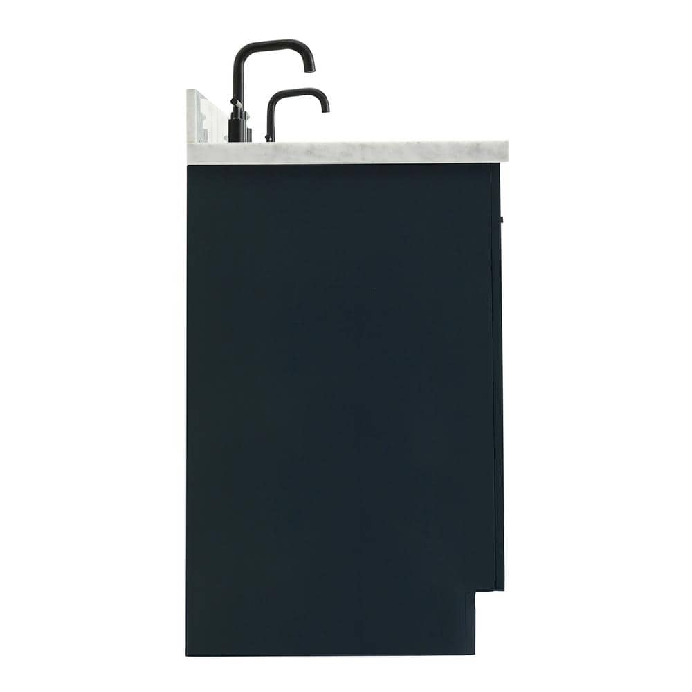 Midnight Blue Double Freestanding Vanity with Marble Top