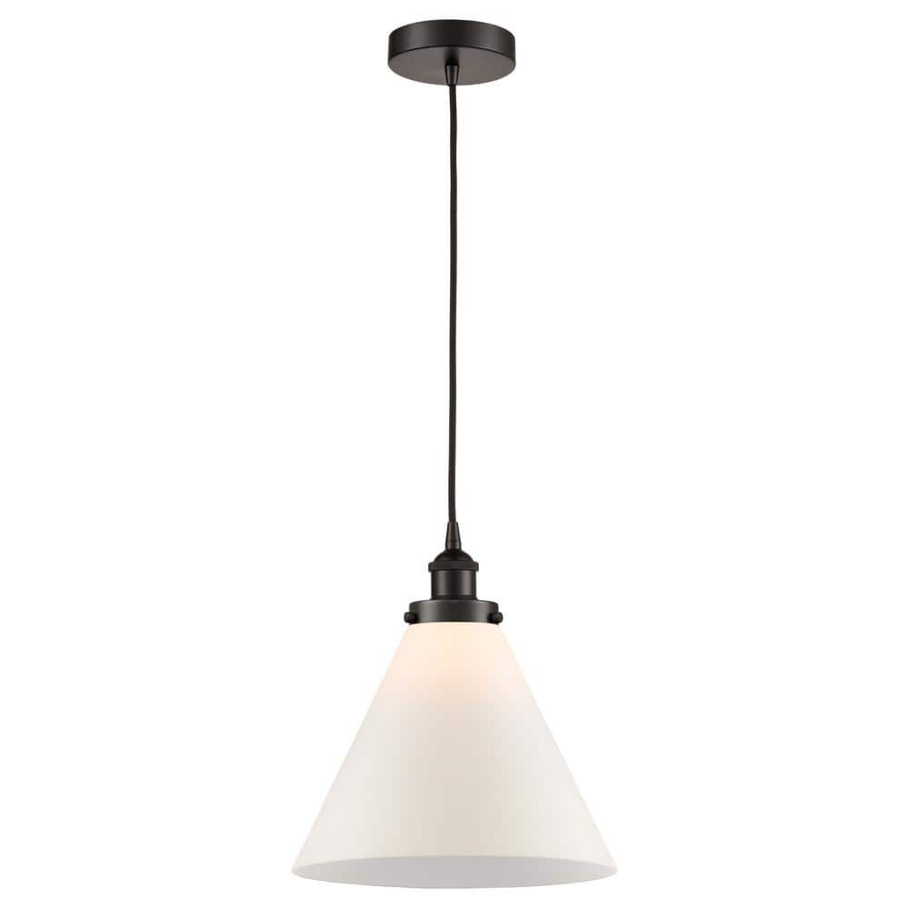 Cone 60-Watt 1-Light Oil Rubbed Bronze Standard Mini Pendant Light with Painted Glass Shade, No Bulbs Included price history on PriceWatchPro