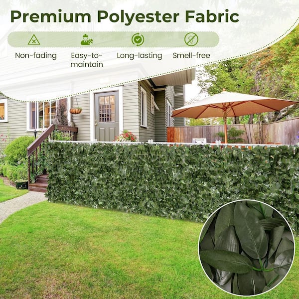 Coarbor 4'x4' Artificial Ivy Privacy Fence Screen Faux Laurel Leaves Hedge Panels Wall Decorative For Backyard Deck Patio Balcony Garden (Light Green