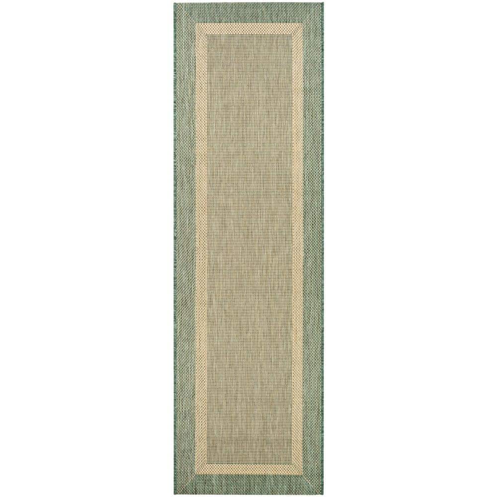 Couristan Recife Stria Texture Natural-Green 2 ft. x 12 ft. Indoor ...