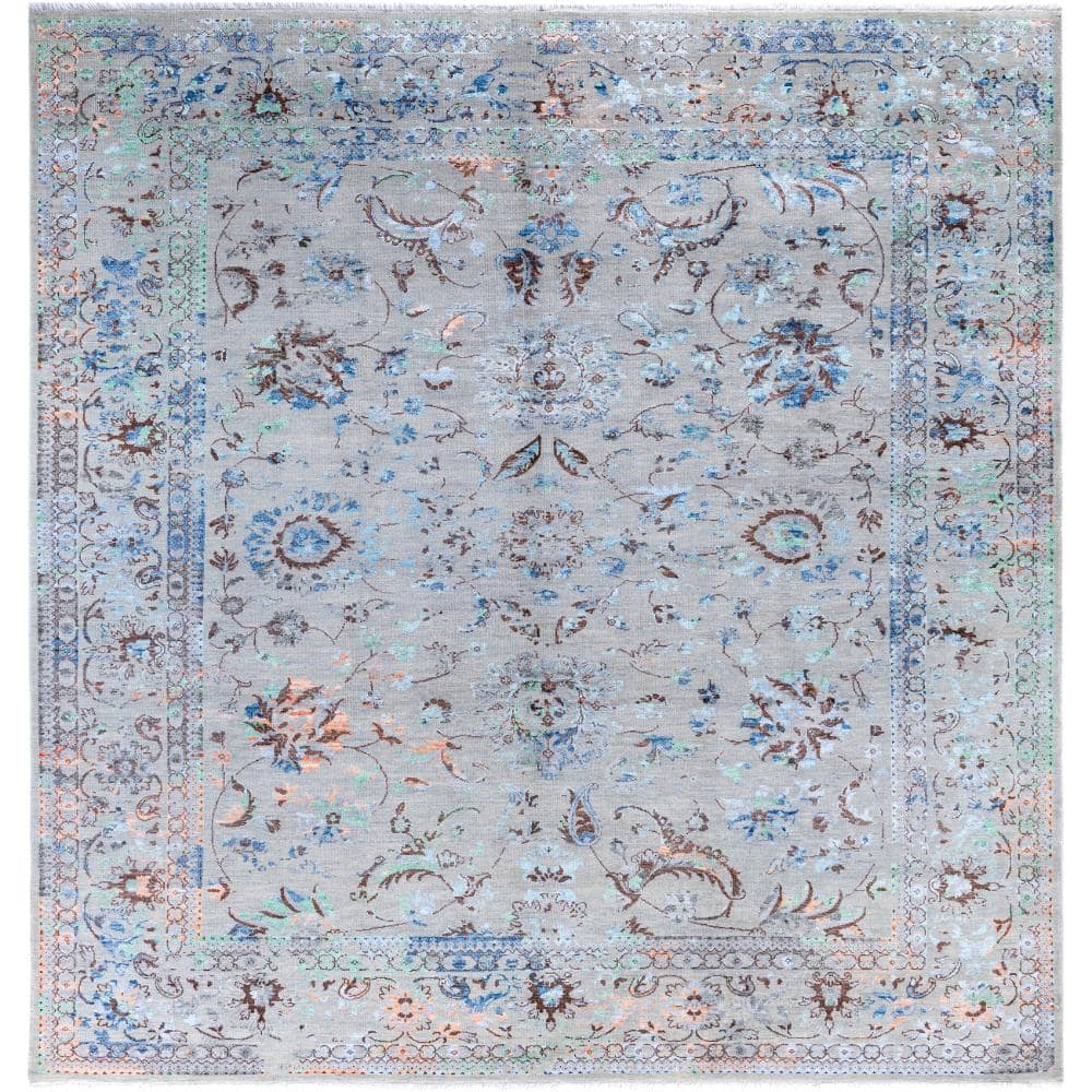 Ikat Gray 8 X 10 Hand-Knotted Wool Silk Indoor Area Rug price history on PriceWatchPro