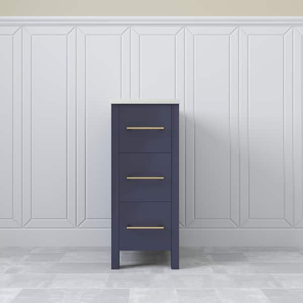 12 in. W x 18.5 in. D x 30 in. H Bath Vanity Side Cabinet in Blue with Engineered Marble Top