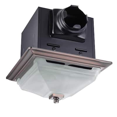 Decorative Square Oil Rubbed Bronze 110 CFM Ceiling Bathroom Exhaust Fan with LED Light Panel and Glass Globe