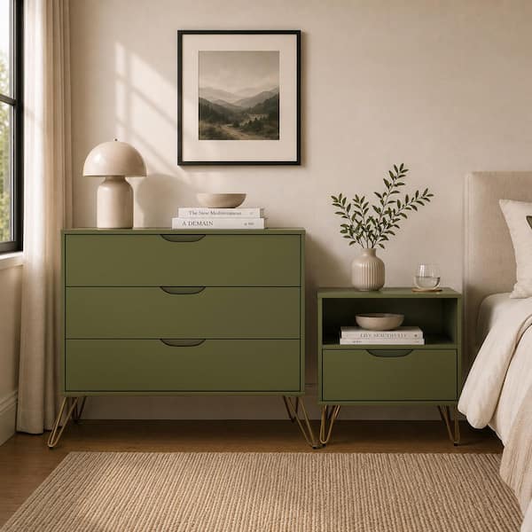 modern 3 drawer dresser Manhattan Comfort Elara Contemporary Black 3-Drawer 37.8 in. Wide Solid Wood DR1782-2 Elevate your bedroom with this mid Manhattan Comfort Avira Olive Green