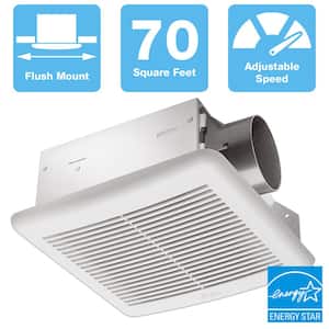 70 CFM Wall or Ceiling Bathroom Exhaust Fan with Dual Speed, ENERGY STAR