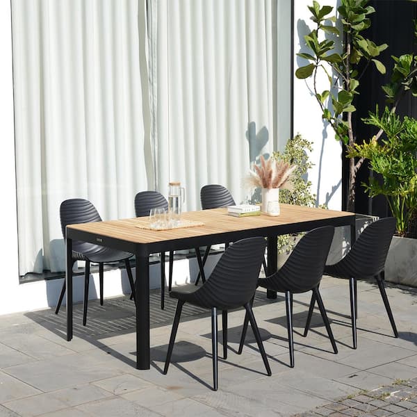 Amazonia Oslo Dark 7-Piece 100% FSC Certified Teak and Aluminum Patio Rectangular Dining Set
