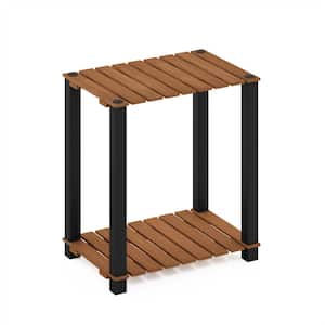 Pangkor 19.7 in. H x 17.7 in. W x 11.8 in. D Outdoor Natural Wood Plant Stand Potted Plant Shelf 2-Tier