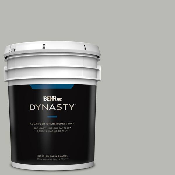 BEHR DYNASTY 5 Gal. #PPU18-11 Classic Silver One-Coat Hide Satin Enamel ...