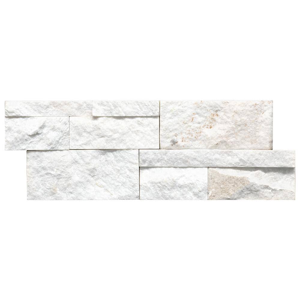 MSI Take Home Tile Sample - Arctic White Ledger Panel 4 in. x 4 in
