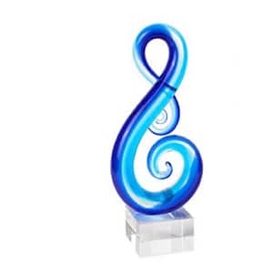12 in. Blue Stylish Light Blue Musical Clef Glass Sculpture
