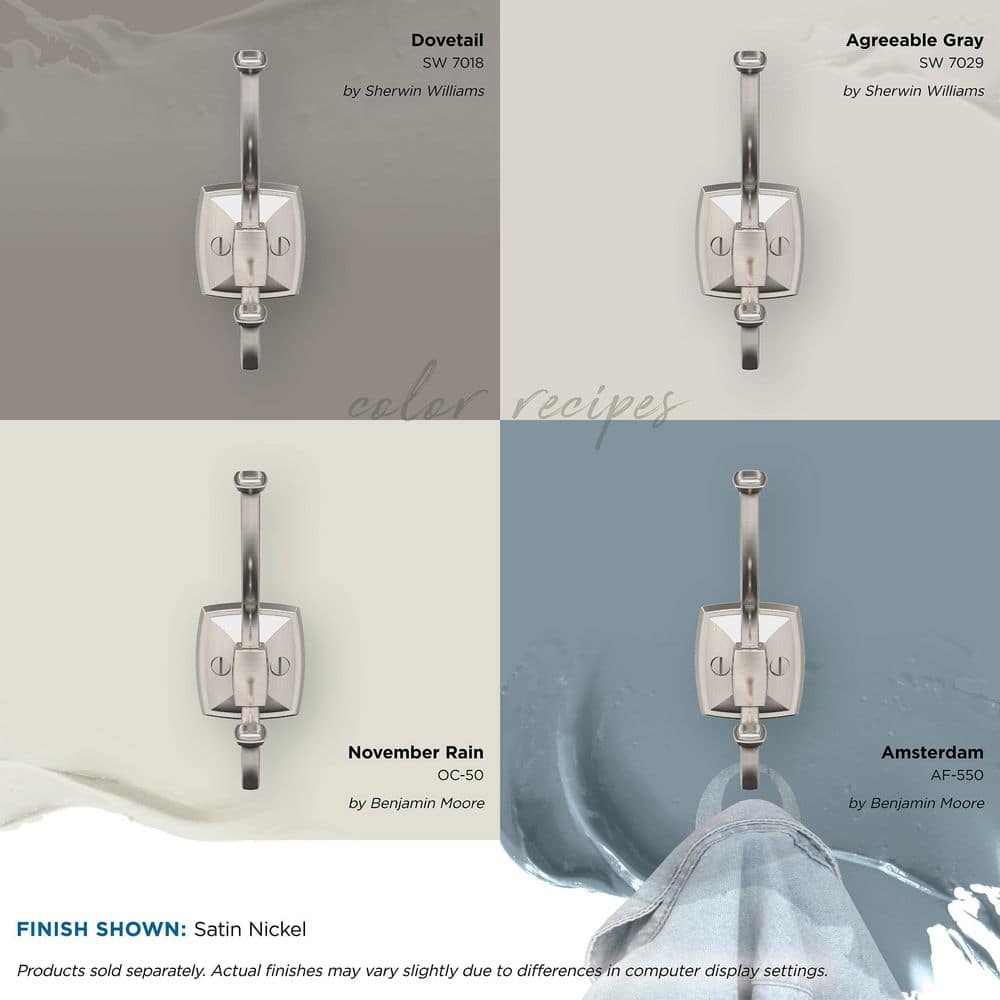 Satin Nickel Double Prong Decorative Wall Hook