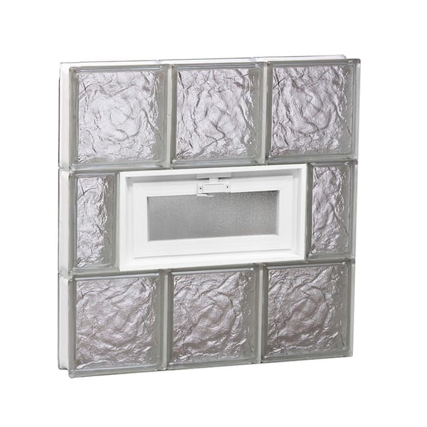 Clearly Secure 23.25 in. x 23.25 in. x 3.125 in. Frameless Ice Pattern Vented Glass Block Window