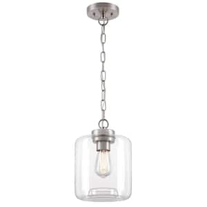 Judd 1-Light Brushed Nickel Statement Mini Pendant with Clear Glass