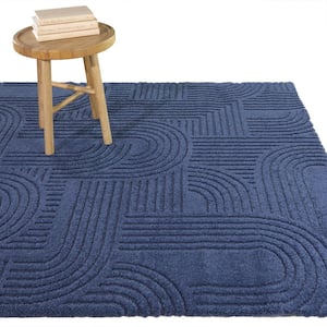 Hazen Blue 5 ft. x 7 ft. Stripe Area Rug