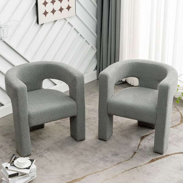 Style Chair ST グレー Lazzara Oswald Gray Textured Fabric Upholstery Accent Arm
