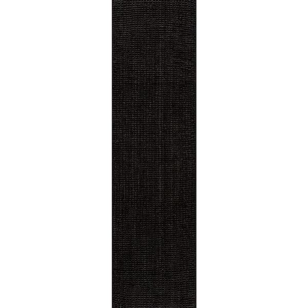 Pata Hand Woven Chunky Jute Black 2 ft. x 8 ft. Runner Rug