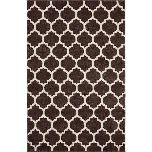 Unique Loom Trellis Philadelphia Dark Brown/Beige 4' 0 x 6' 0 Area Rug