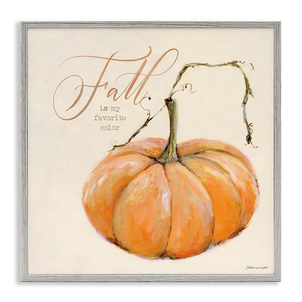 Stupell Industries Fall My Favorite Color Seasonal by Stephanie Workman Marrott Gray Framed Graphic Typography Art Print 12 in. x 12 in.