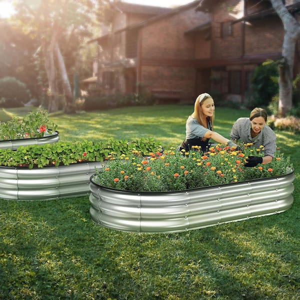 Oyezvary 6x3x1 ft Galvanized Raised Garden Bed Kit with Safety
