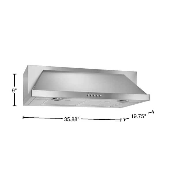 KitchenAid 36 in. Low Profile Under Cabinet Ventilation Range Hood with  Light in Stainless Steel KVUB406GSS - The Home Depot