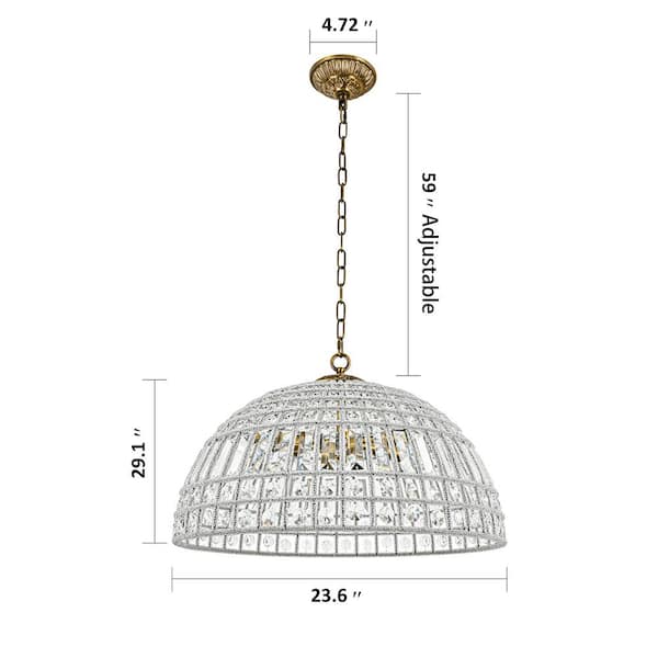 Allenglade 23.6 in. 6-Light Crystal Chandelier Unique Antique Gold Kitchen Pendant