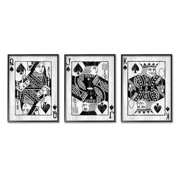 Queen Jack King Spade Cards Design By Lil' Rue 3 Piece Framed People Art Print 30 in. x 24 in.