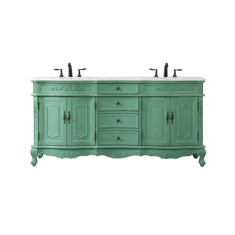 Simply Living 72 in. W x 21 in. D x 36 in. H Bath Vanity in Vintage Mint wi