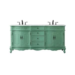 Simply Living 72 in. W x 21 in. D x 36 in. H Bath Vanity in Vintage Mint with Ivory White Engineered Marble