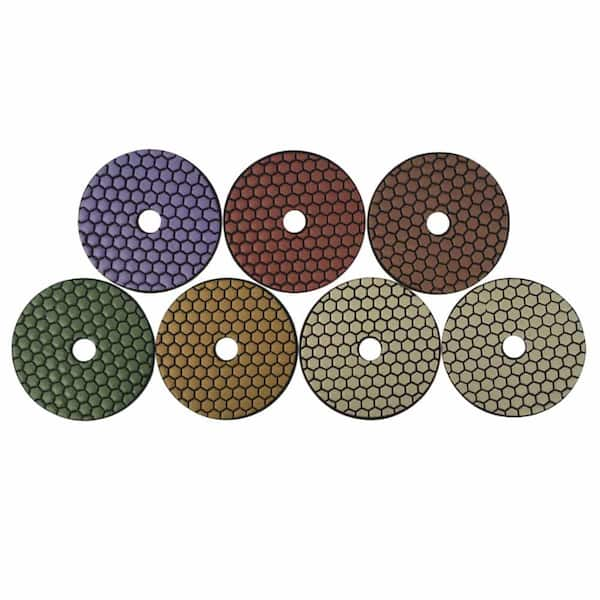 EDiamondTools 5 in. Dry Diamond Polishing Pad Set for Stone and