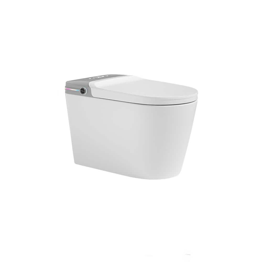 Tankless 1.28 GPF Elongated Smart Toilet Bidet in White Foot Sensor, Heated