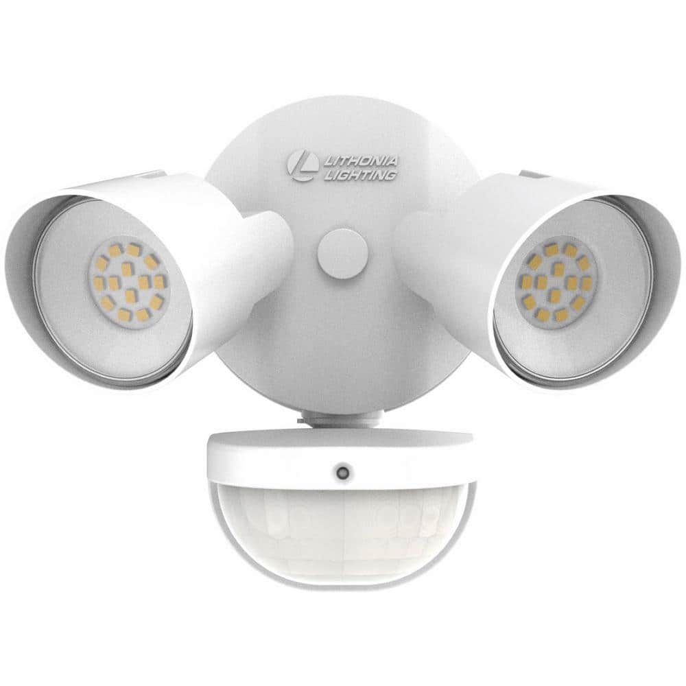 White Dual Head LED Outdoor Security Flood Light with Motion Sensor