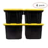 HDX 27 Gal. Tough Storage Tote in Black with Yellow Lid 4-Pack 999-HDX ...