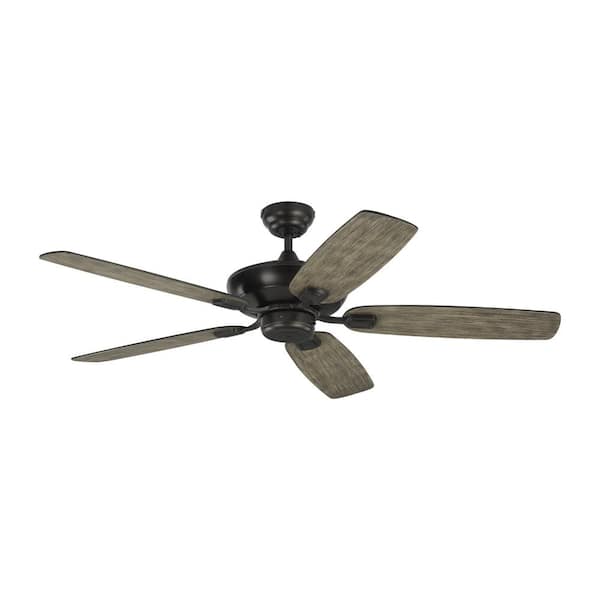 Generation Lighting - Colony Max 52 in. Transitional Aged Pewter Ceiling Fan with Light Grey Weathered Oak Blades and Pull Chain