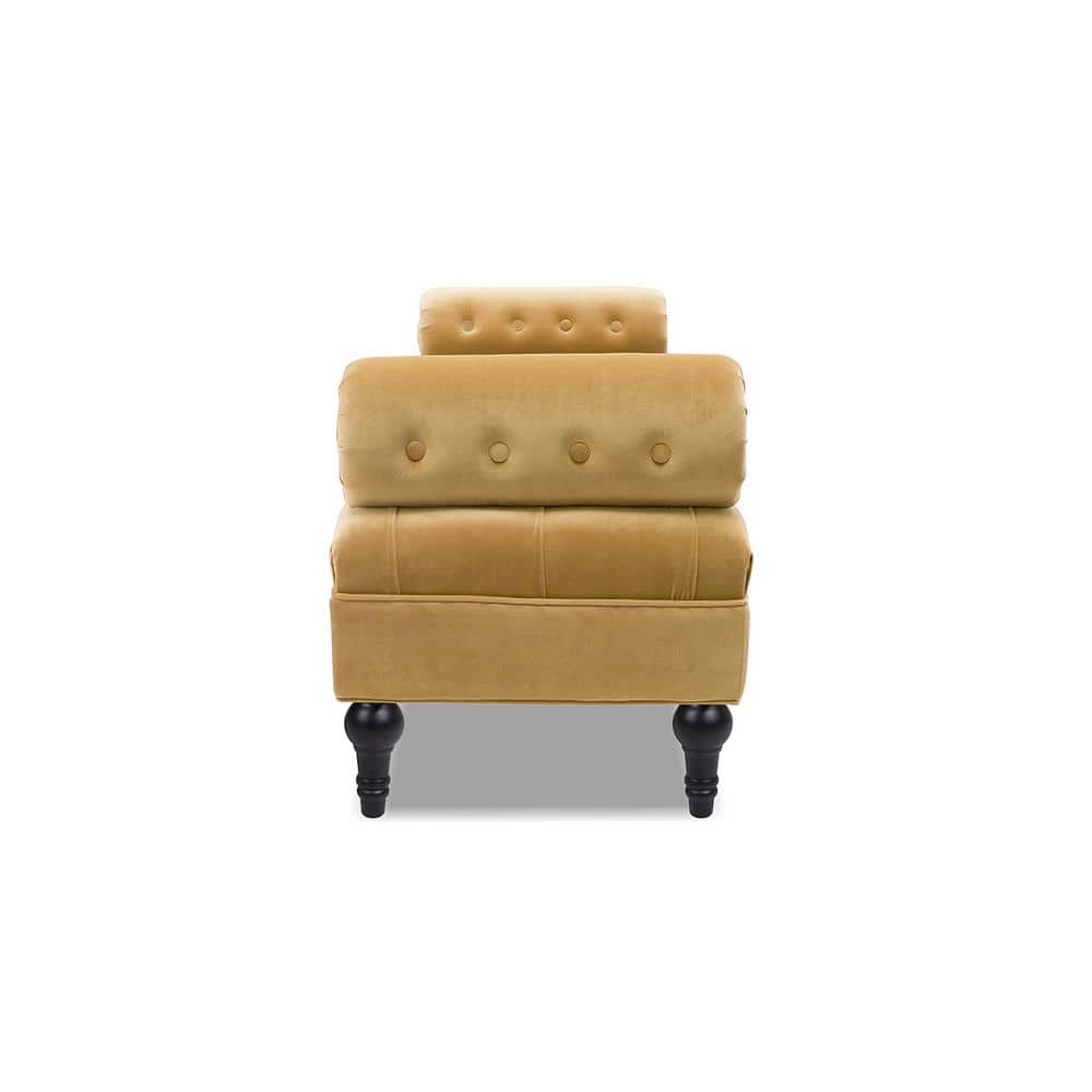 Lewis Glam Traditional Sky Neutral Tufted Bench with Bolster Pillows