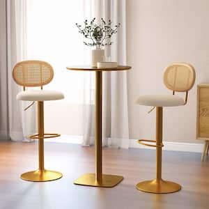 25-33 in. Gold Low Back Metal Bar Stool Counter Stool with Velvet Cushion Seat (Set of 2)