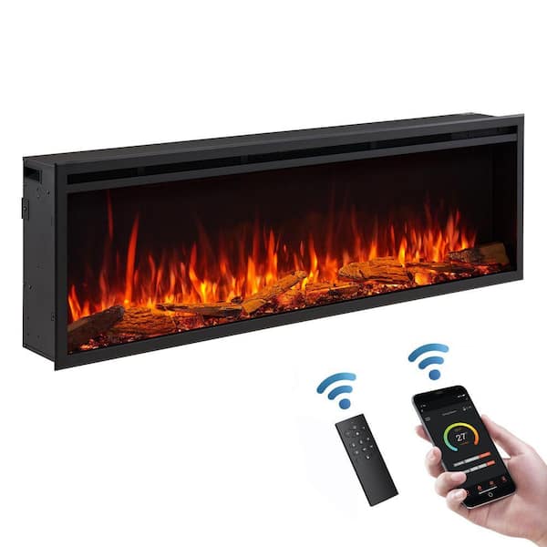 Smart Deep 60 in. W Wall Mount Electric Fireplace Touch Control Panel and Remote Control, Multi Flame Color Combinations