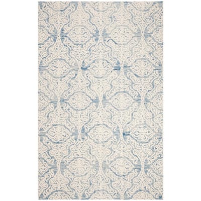 8' x 10' Safavieh Maharaja Collection MHJ415A Hand-Knotted Traditional Premium Viscose Area Rug Light Blue Ivory 