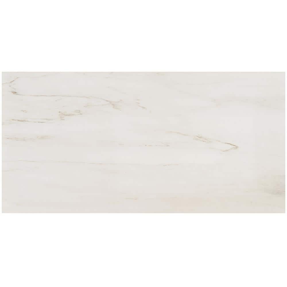 Saroshi Large White Polished Marble Look Porcelain Tile
