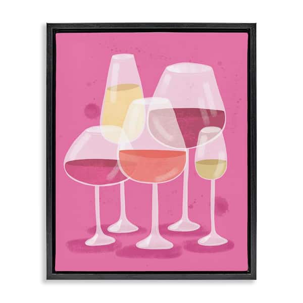 Varied Wine Glasses by Kristina Hultkrantz Black Floater Frame Food Graphic Art Print 21 in. x 17 in.