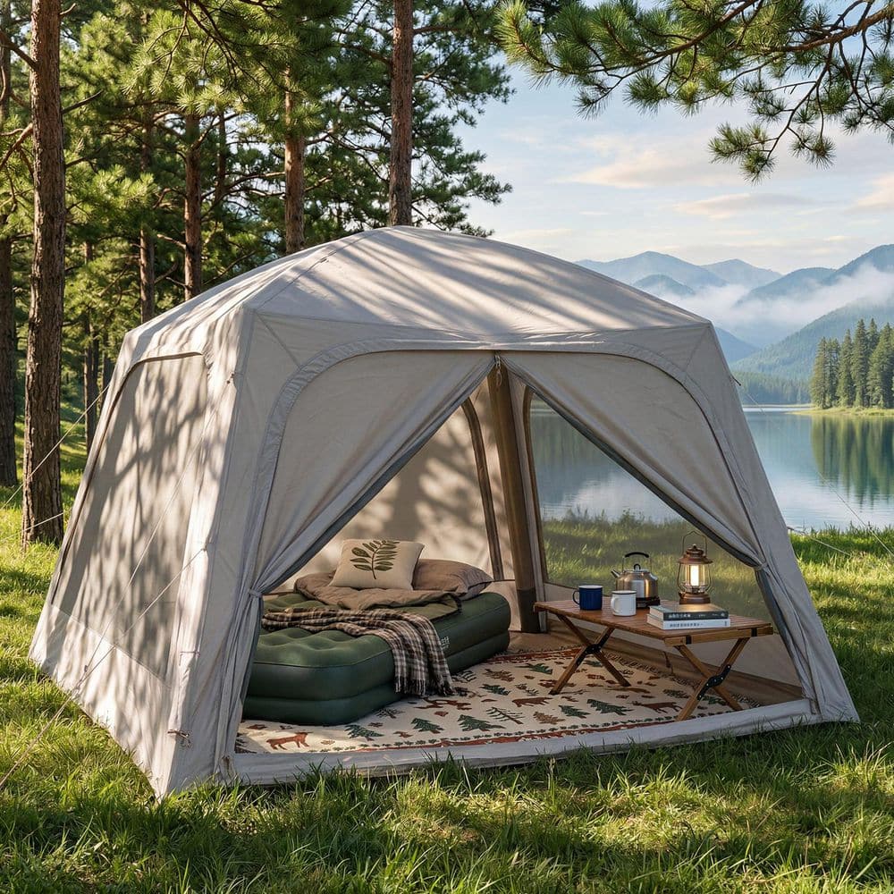 6-Person Dome Inflatable Tent for Camping, Large Blow-Up Tent with Hand Pump, Waterproof Tent for Outdoor, Beige price history on PriceWatchPro