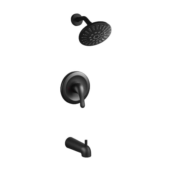 Lao No Handle 5-Spray 6 in. Wall Mount Shower Faucet in Matte Black (Valve Included)