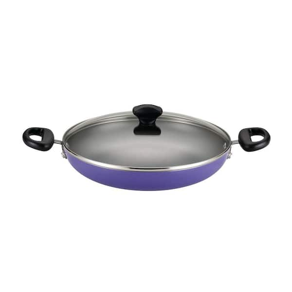 Farberware Dishwasher Safe 11.25 in. Aluminum Nonstick Frying Pan in Purple with Glass Lid