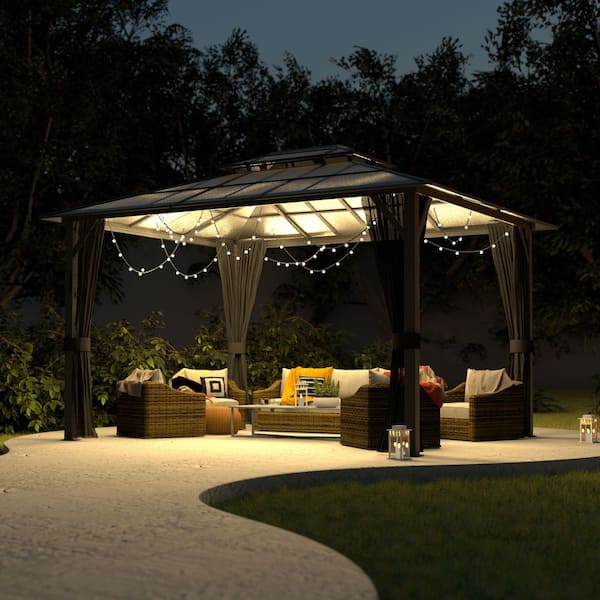 VEIKOUS 13 ft. W x 10 ft. D Polycarbonate Double Top Gazebo