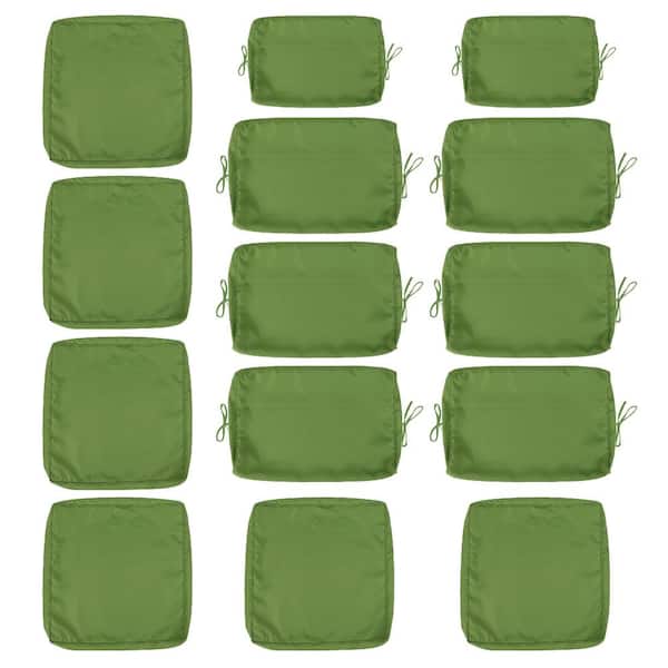 14-Piece Waterproof Patio Outdoor Cushion Covers Slipcovers for Outdoor Furniture Protector Replacement Green Cover Only