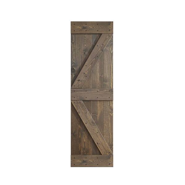 COAST SEQUOIA INC K Series 24 in. x 84 in. Smoky Gray DIY Knotty Pine Wood Barn Door Slab