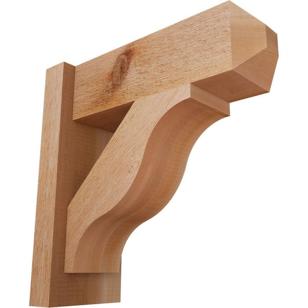 Ekena Millwork 6 in. x 16 in. x 16 in. Western Red Cedar Fuston Craftsman Rough Sawn Outlooker